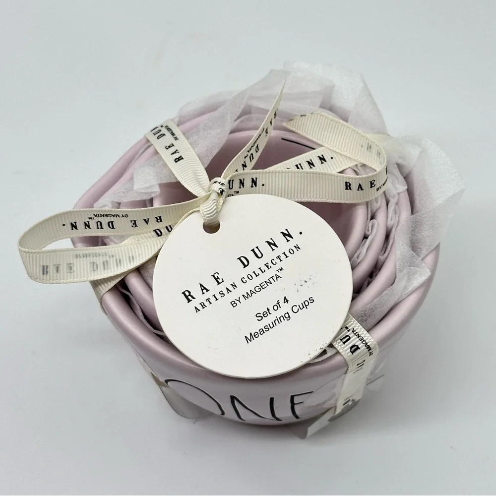 Rae Dunn ONE HALF THIRD QUARTER Ceramic Measuring Sets - pink